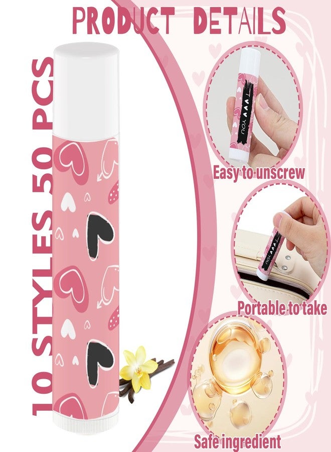 Nlicrst 50 Pcs Valentine's Galentine's Day Gifts Lip Balms Bulk for Women Valentines day Lip Care Moisturizing Gift Favors Stuffers Birthday Party Supplies Decorations (pink heart) - Image 3